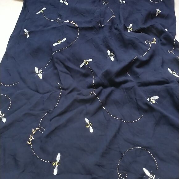 Joules Scarf Womens OS Navy Blue Bee L Lightweight Viscose Rectangle 25x78" New - Picture 3 of 9